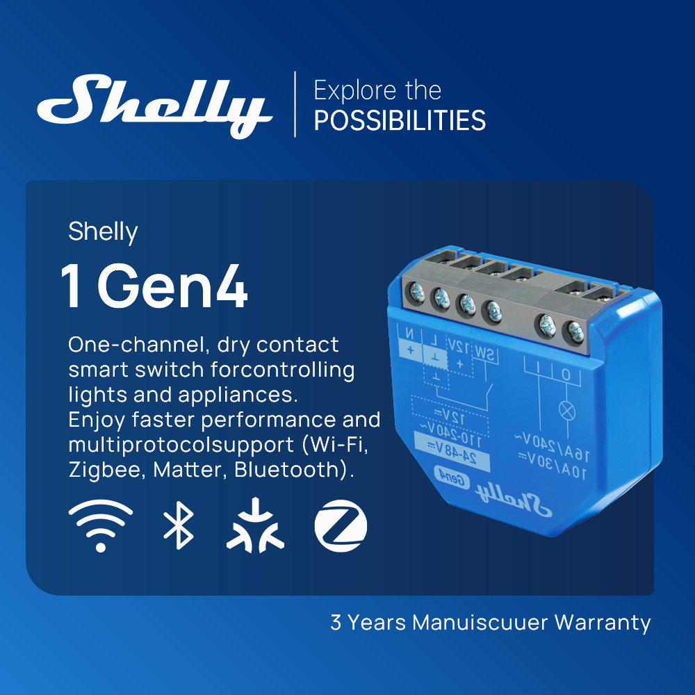 Shelly 1 Gen4 Zigbee Contact s - Shelly Relay Module avis et prix